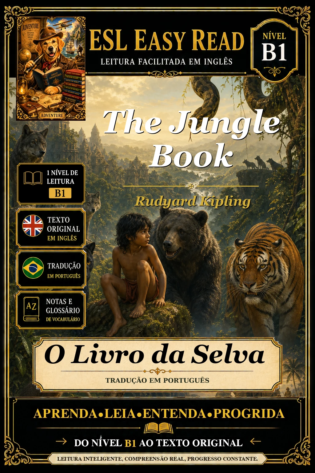 Capa do e-book O Livro da Selva, de Rudyard Kipling