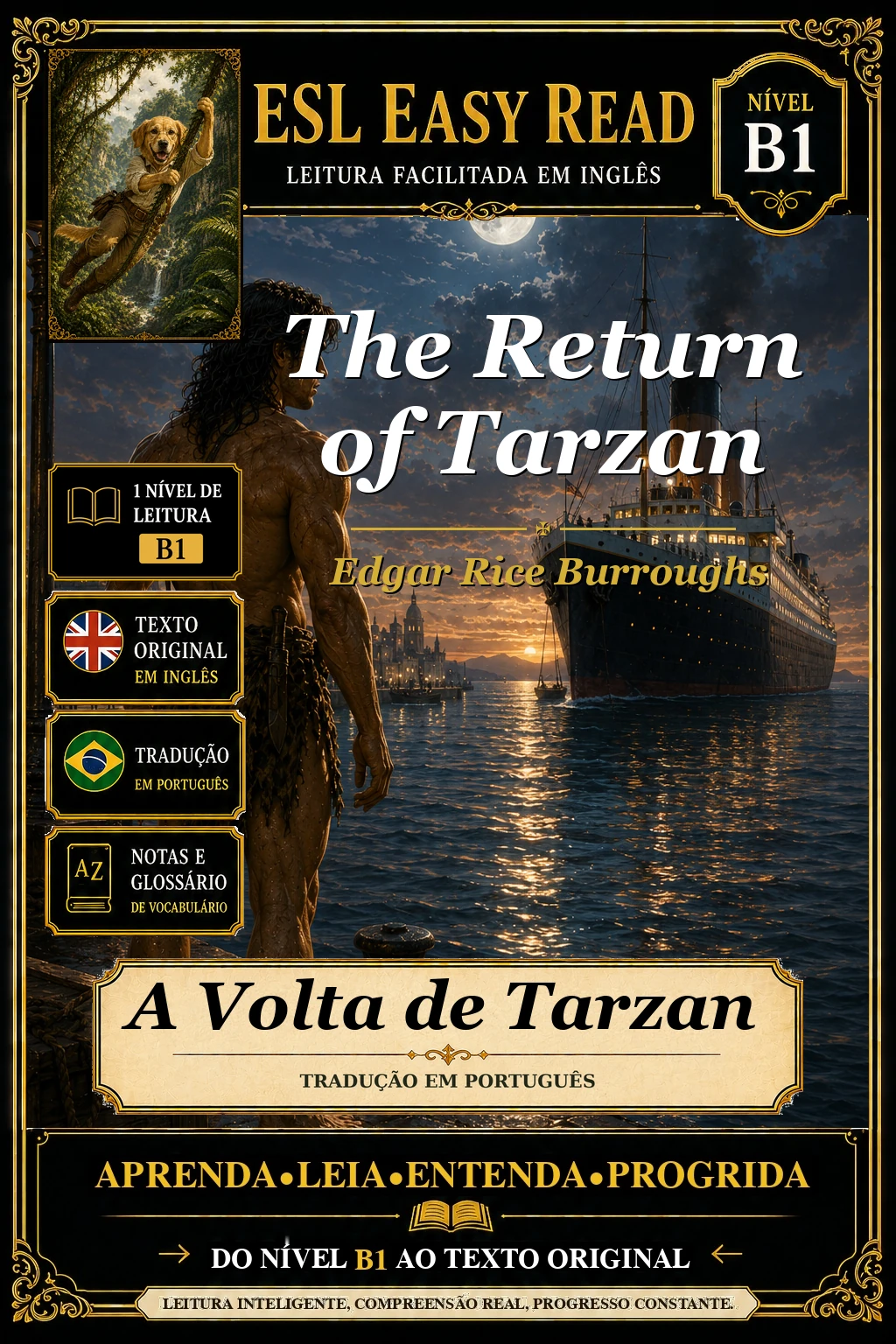 Capa do e-book O Retorno de Tarzan, de Edgar Rice Burroughs