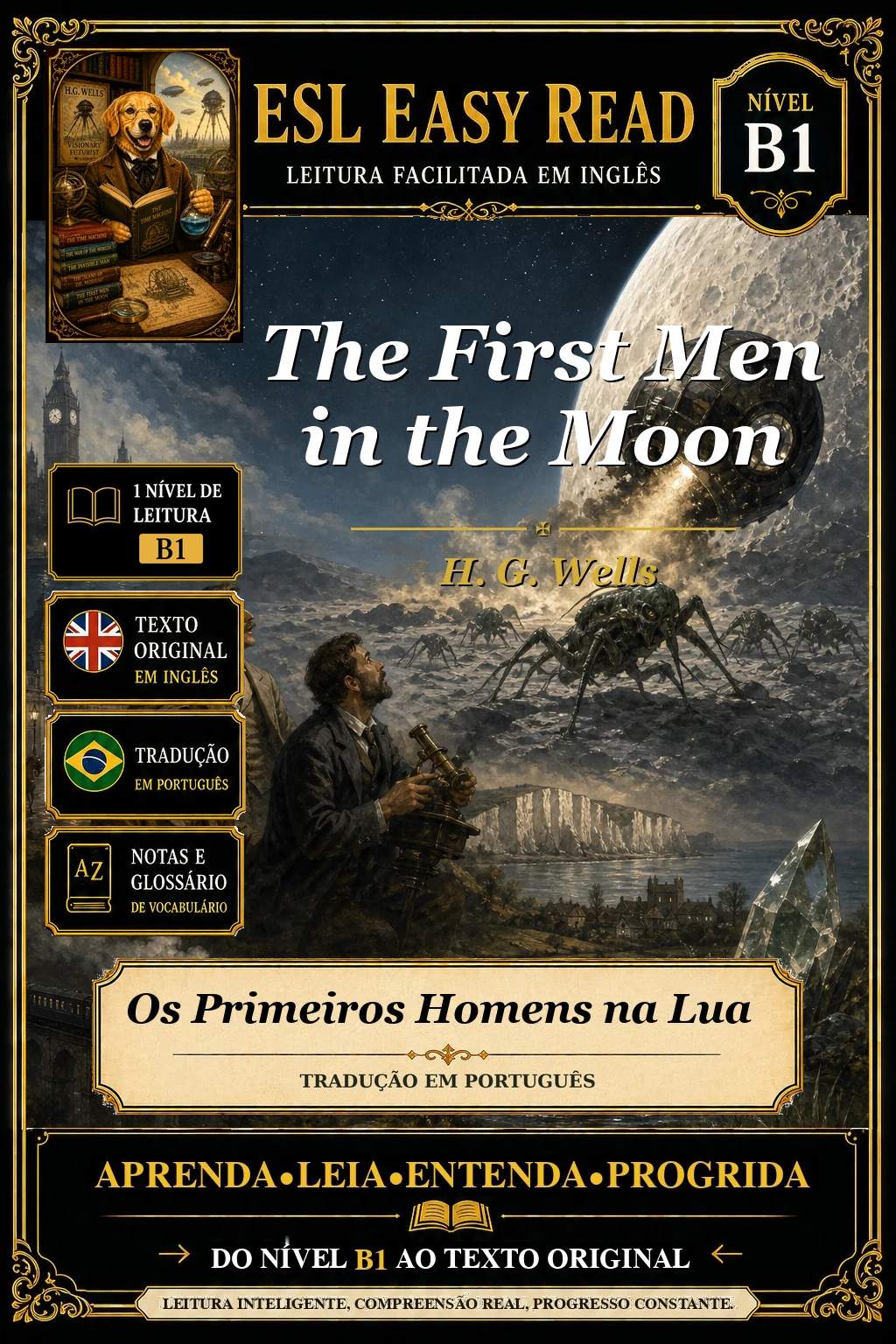 Capa do e-book Os Primeiros Homens na Lua, de H. G. Wells