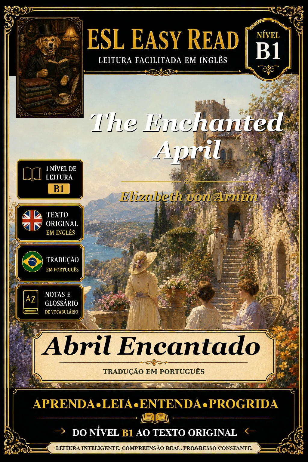 Capa do e-book Abril Encantado, de Elizabeth von Arnim