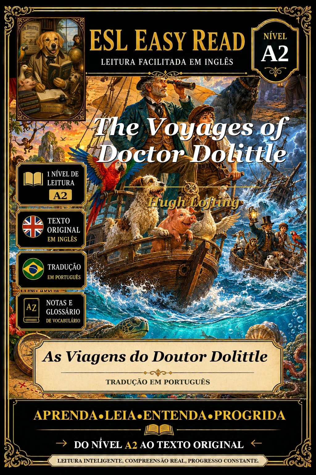 Capa de As Viagens do Doutor Dolittle, de Hugh Lofting