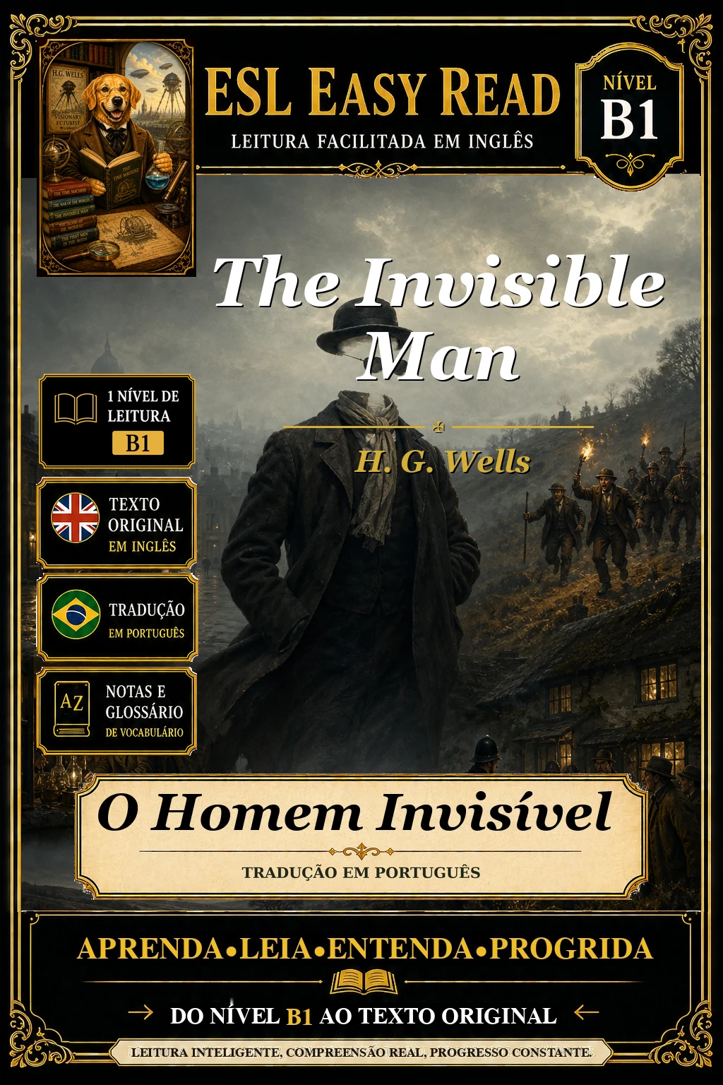 Capa do e-book The Invisible Man, de H. G. Wells
