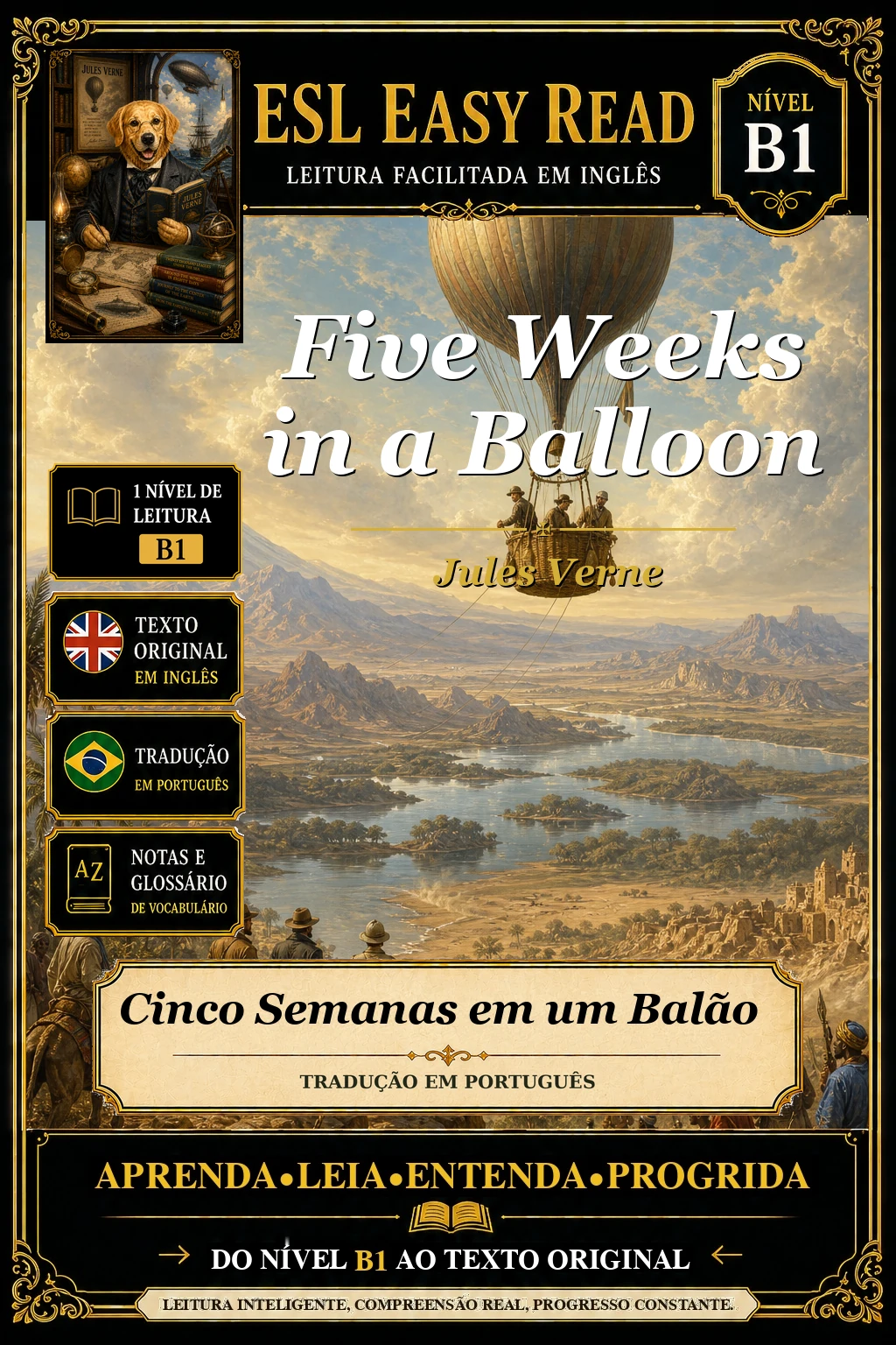 Capa do e-book Cinco Semanas em um Balão, de Jules Verne