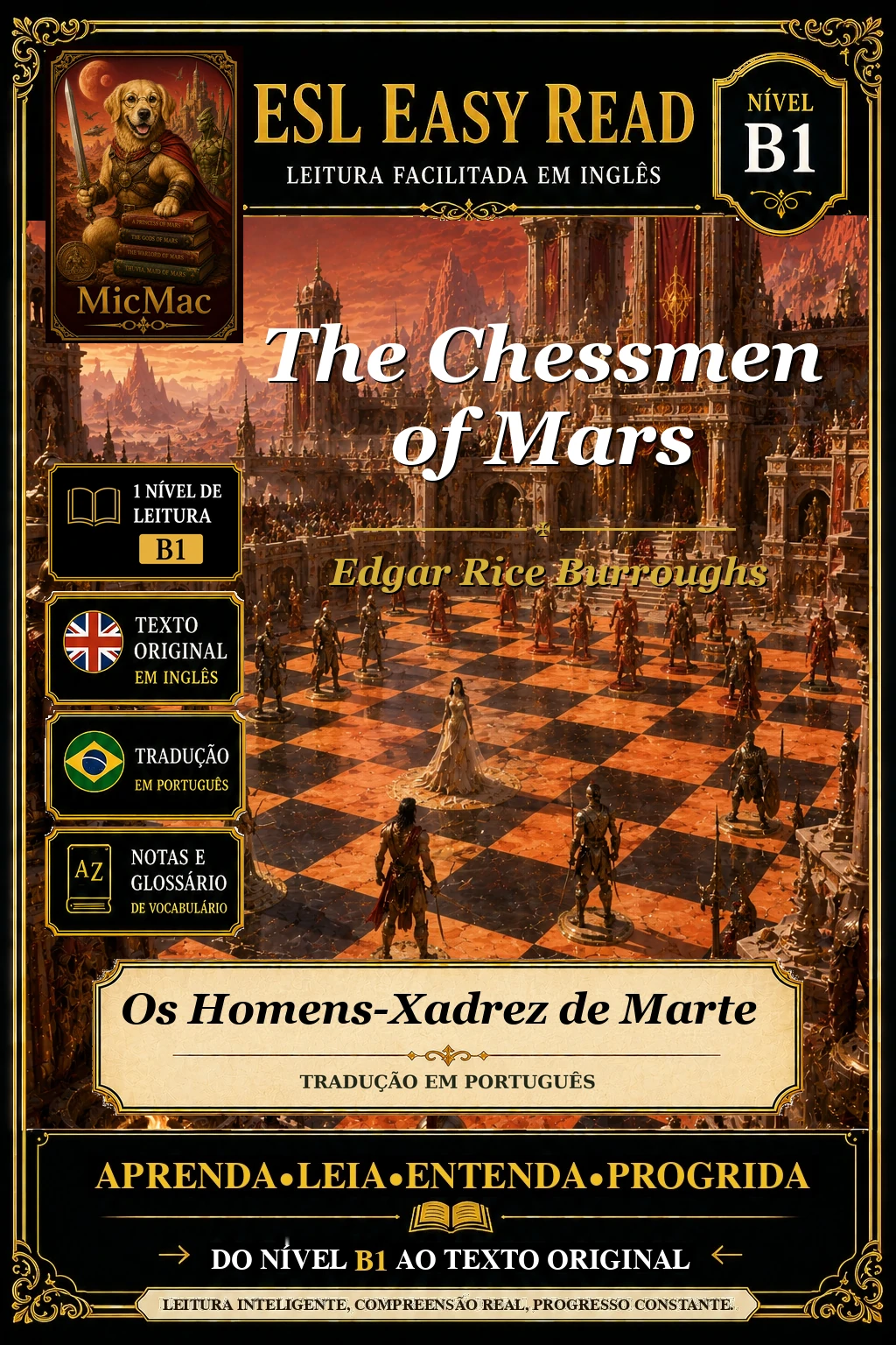 Capa do e-book Os Homens-Xadrez de Marte, de Edgar Rice Burroughs