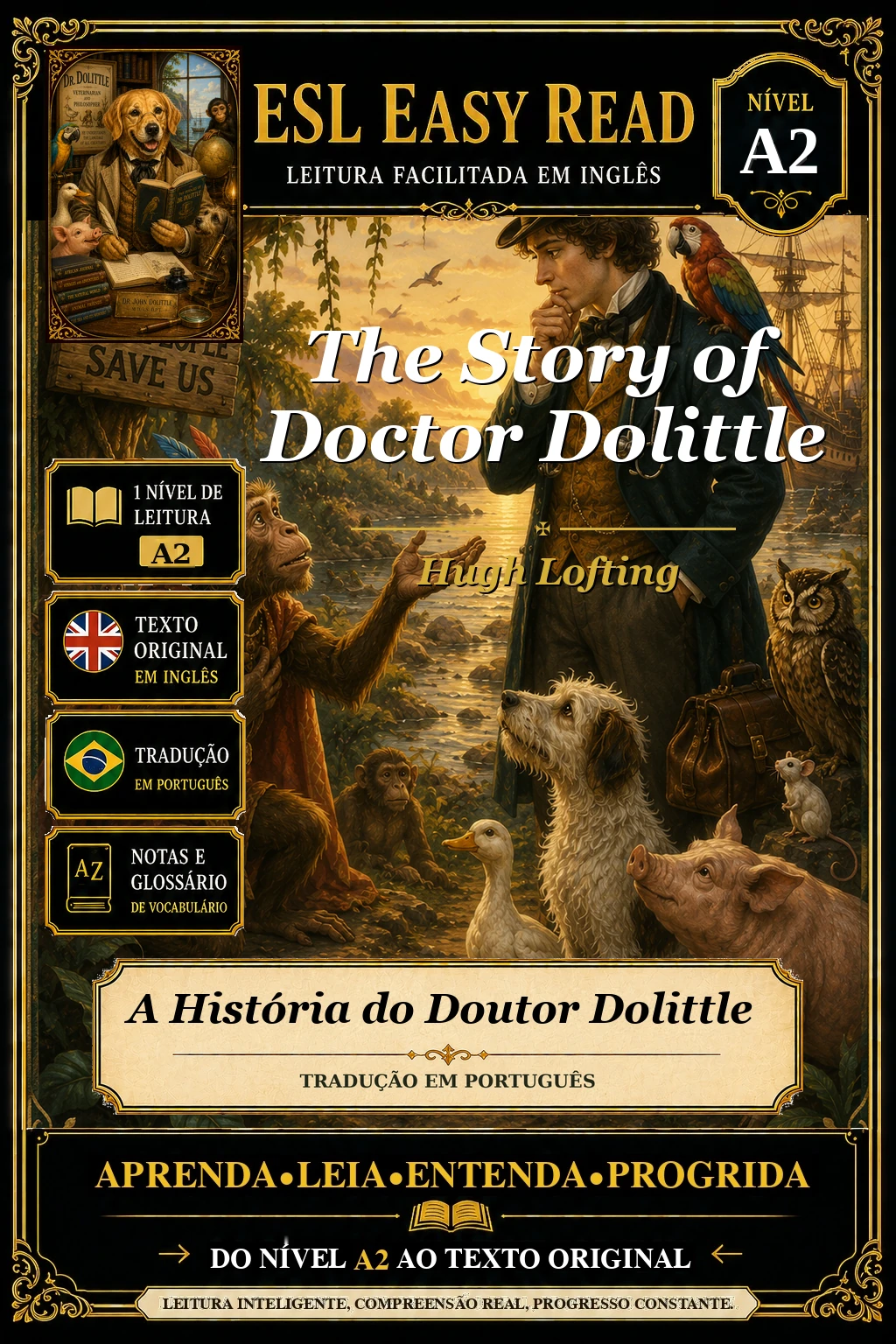 Capa do e-book A História do Doutor Dolittle, de Hugh Lofting