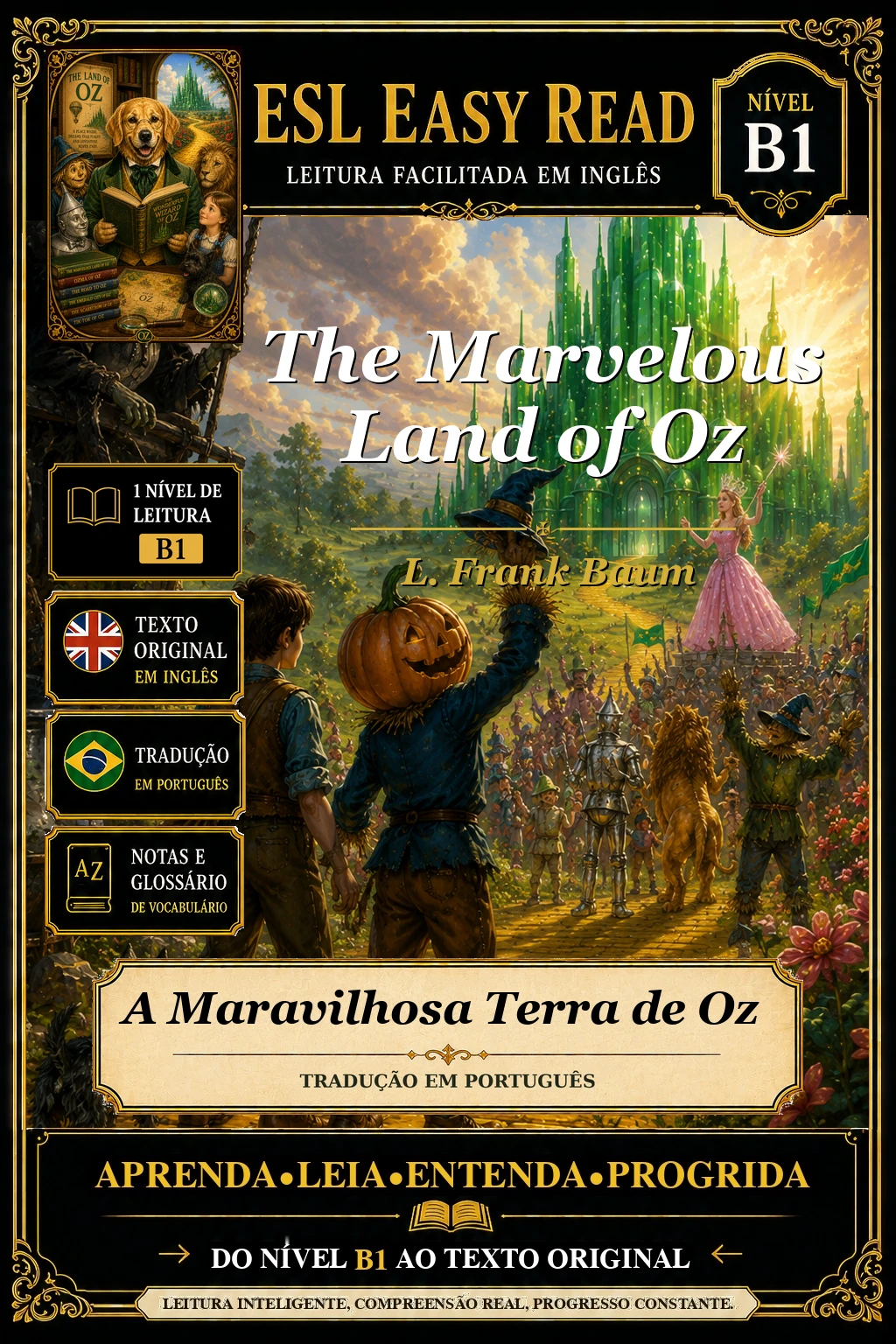 Capa do e-book A Maravilhosa Terra de Oz, de L. Frank Baum