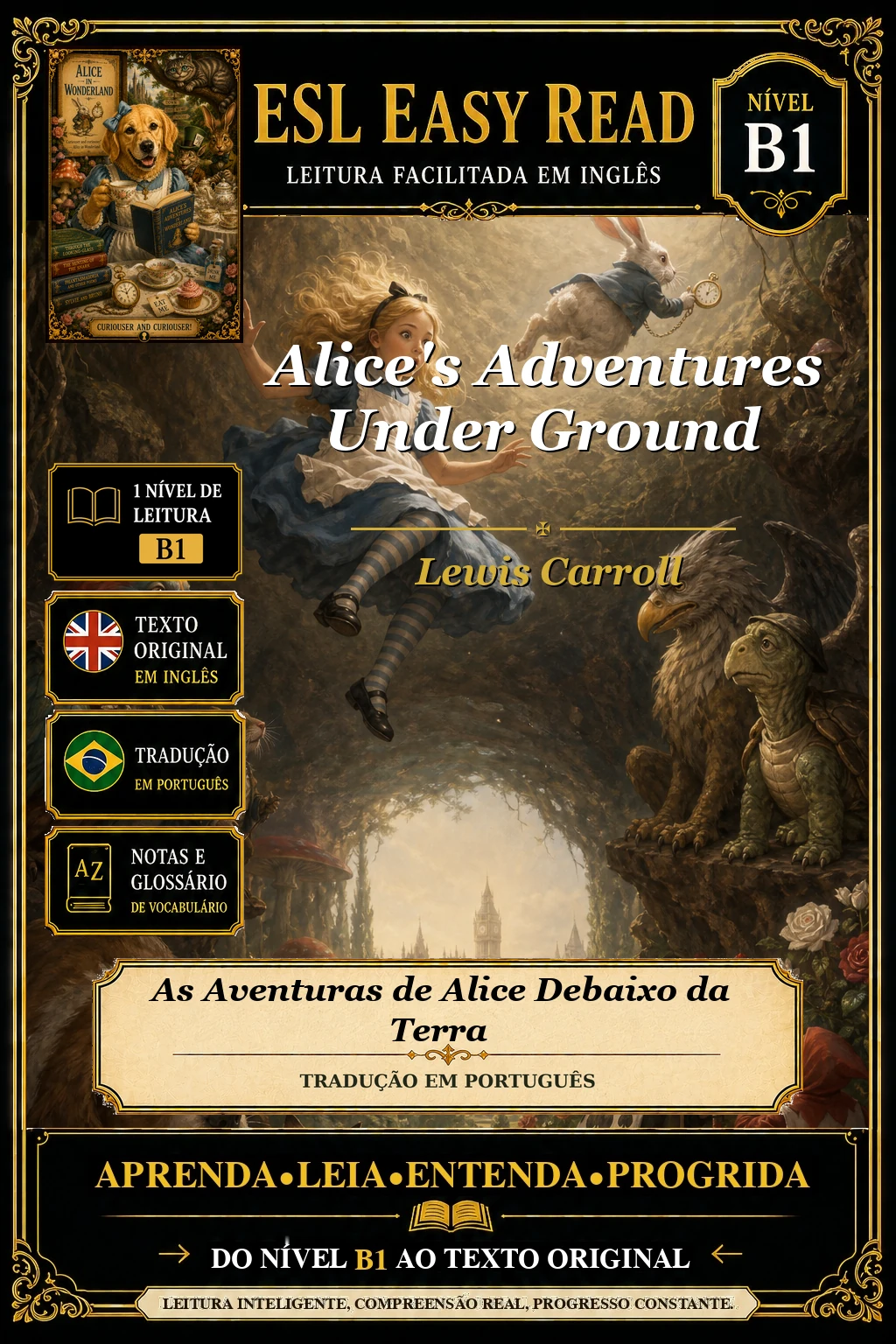 Capa do e-book AS AVENTURAS DE ALICE DEBAIXO DA TERRA, de Lewis Carroll