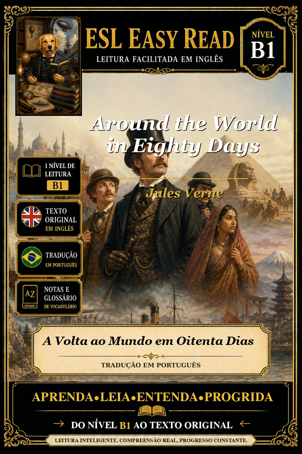 Capa do e-book A Volta ao Mundo em Oitenta Dias, de Jules Verne
