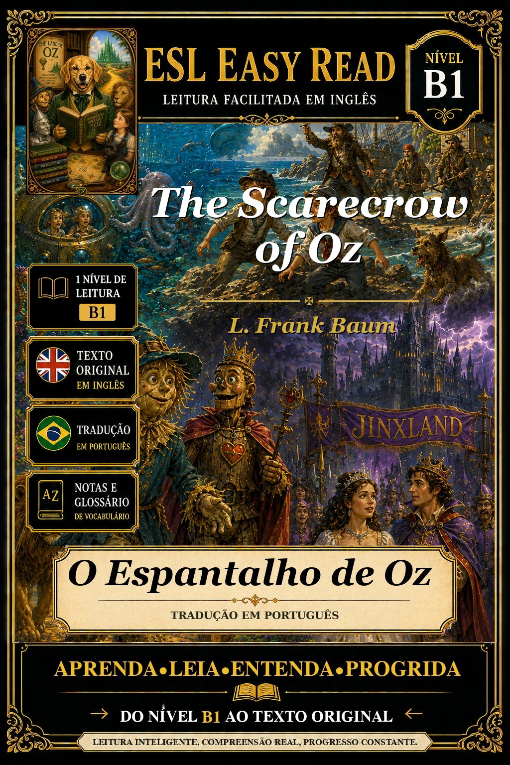 Capa do e-book O Espantalho de Oz, de L. Frank Baum
