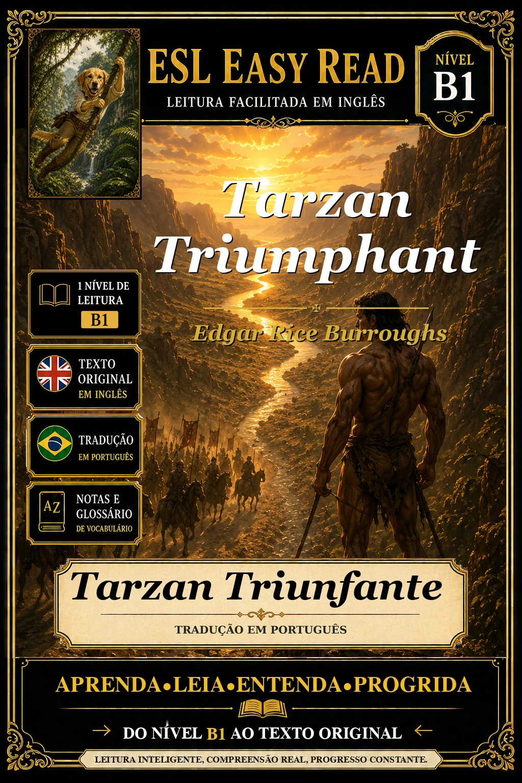 Capa do e-book Tarzan Triunfante, de Edgar Rice Burroughs