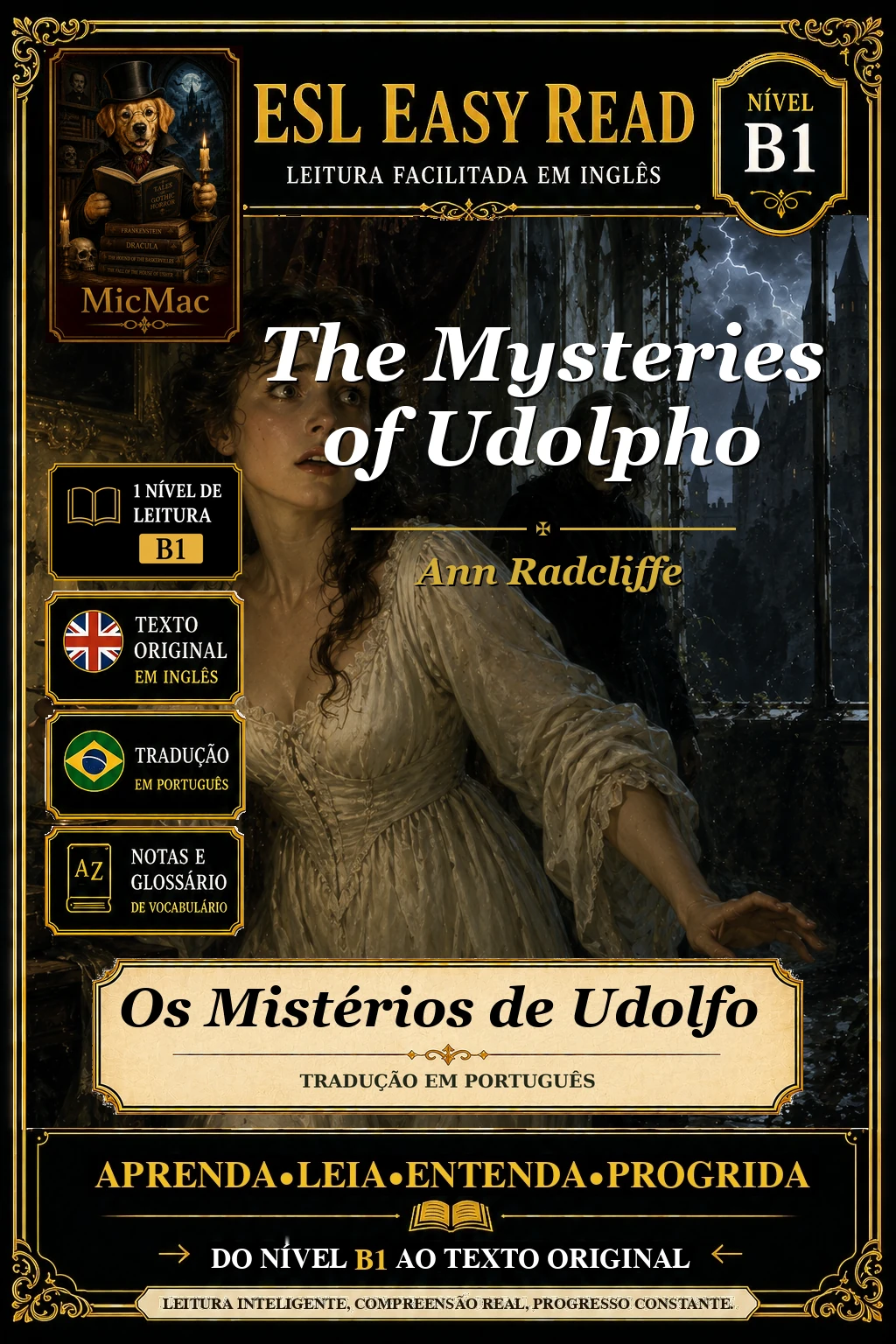 Capa do e-book Os Mistérios de Udolfo, de Ann Radcliffe