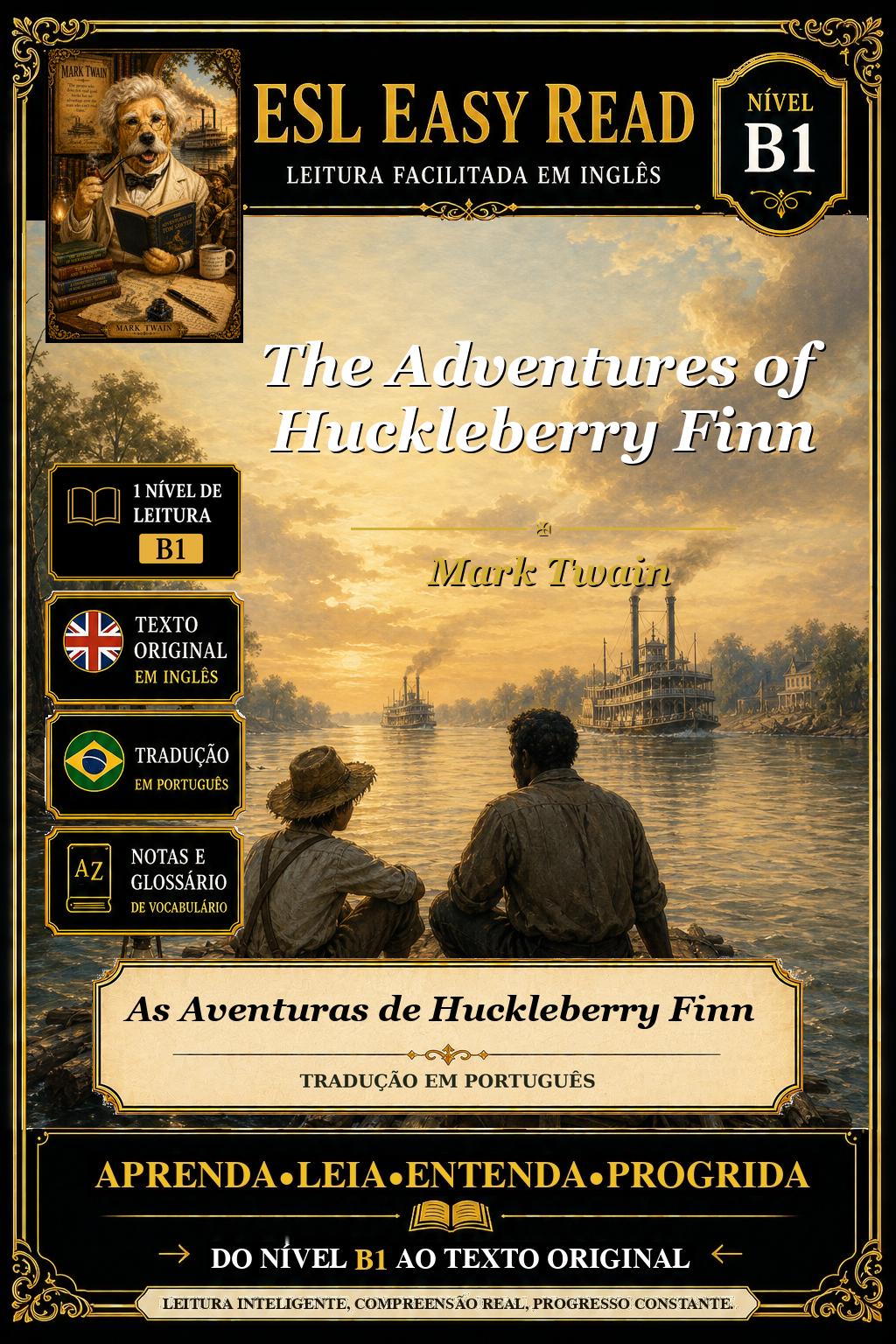 Capa de As Aventuras de Huckleberry Finn